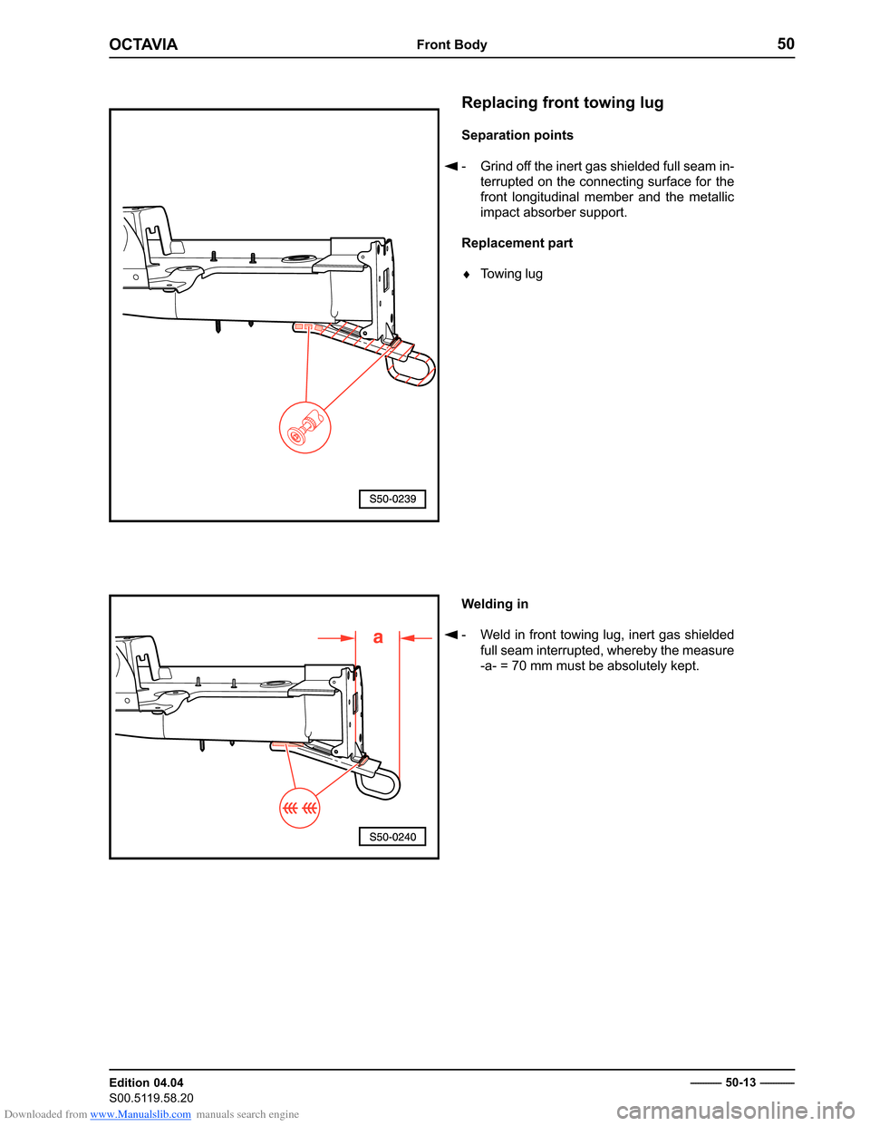 SKODA OCTAVIA 1997 1.G / (1U) Body Repairs Manual PDF Downloaded from www.Manualslib.com manuals search engine �������������������
������������� 
����������������������������������������
�����������������
� � ���������������������������������������������