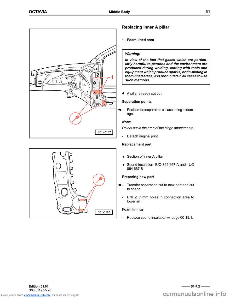 SKODA OCTAVIA 1997 1.G / (1U) Body Repairs Owners Manual Downloaded from www.Manualslib.com manuals search engine ��������������������
������������� 
���������������������������� ������
� �������������
������������������������
�������������������
�������� 
