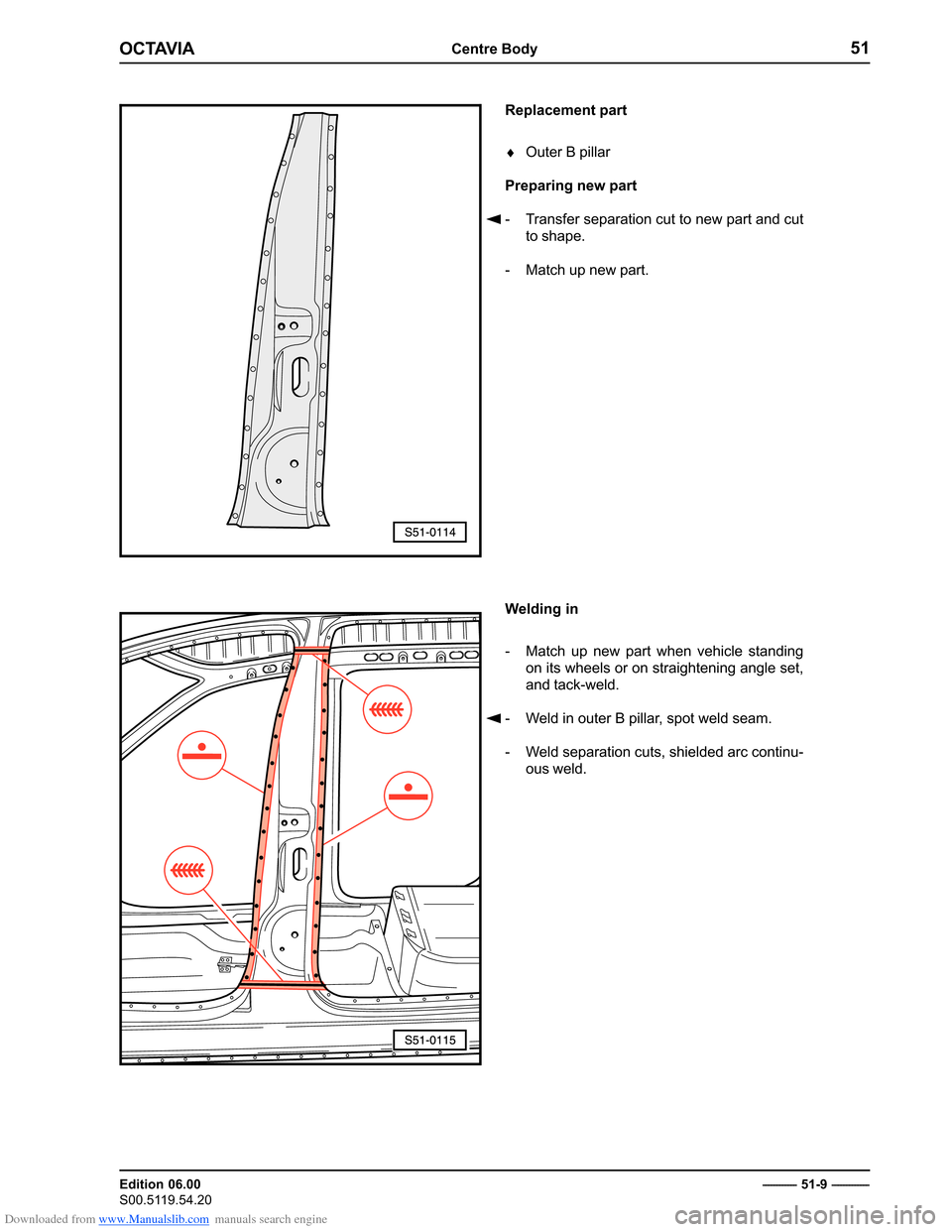 SKODA OCTAVIA 1997 1.G / (1U) Body Repairs Owners Manual Downloaded from www.Manualslib.com manuals search engine ��������������������
������������� 
��������������������������������
� �������������
���������������� ���������������
������������������
� � ��