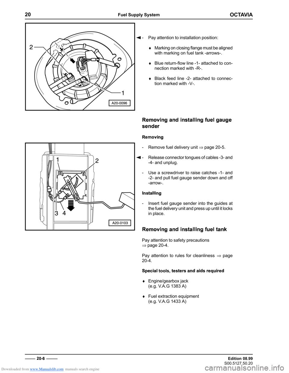 SKODA OCTAVIA 2000 1.G / (1U) 2.0 85kw Engine Workshop Manual Downloaded from www.Manualslib.com manuals search engine �������
��������������������
�������������
��������������
���������������

� �������������
� � ���������������������������������������
�����