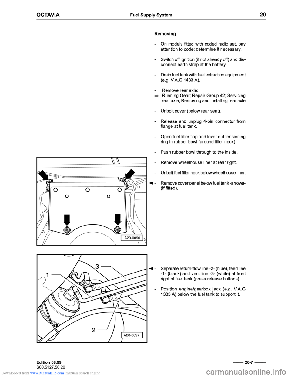 SKODA OCTAVIA 2000 1.G / (1U) 2.0 85kw Engine Workshop Manual Downloaded from www.Manualslib.com manuals search engine ���������������������������
������������� 
��������������������������������� �������������
�������� 
�

 

	



 


 
 

