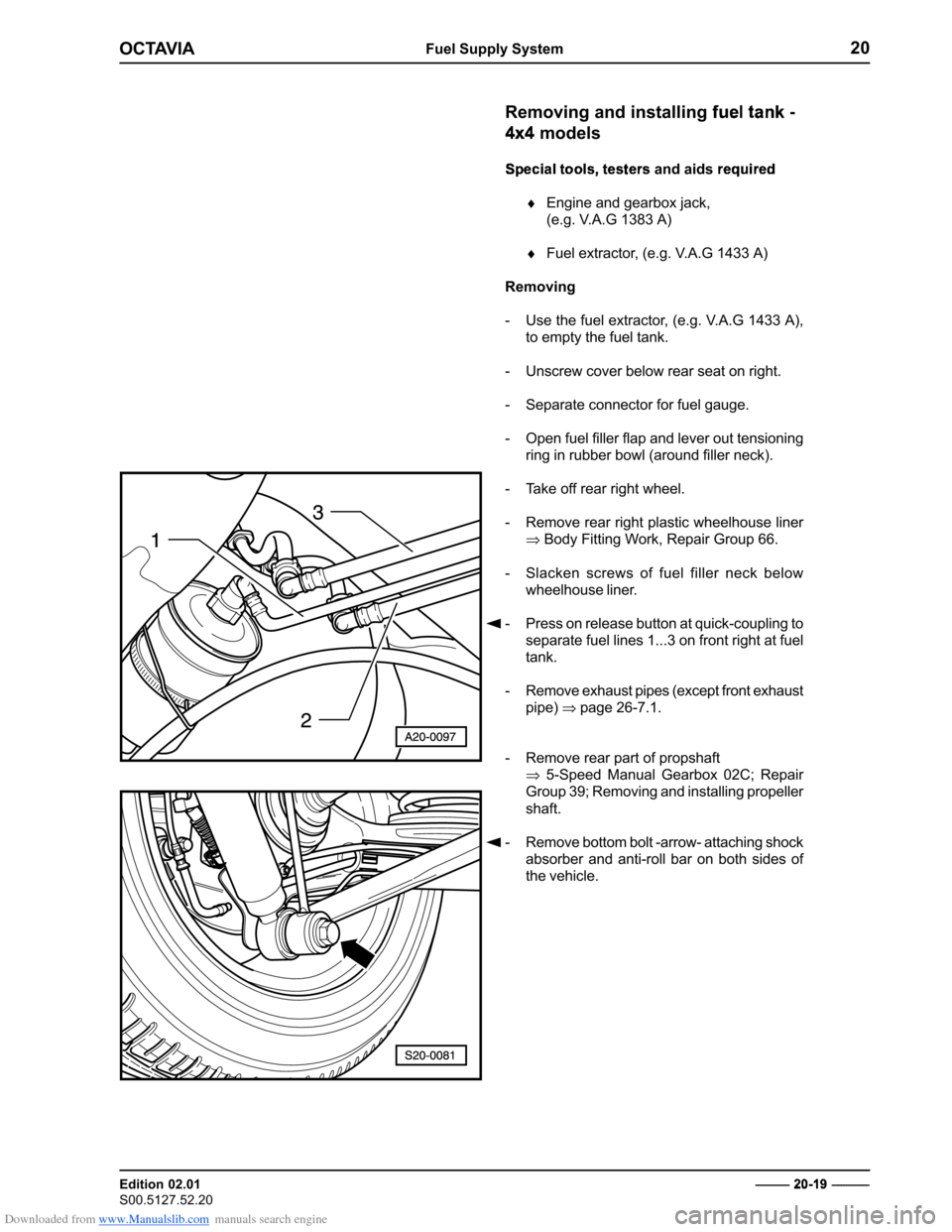 SKODA OCTAVIA 2000 1.G / (1U) 2.0 85kw Engine Workshop Manual Downloaded from www.Manualslib.com manuals search engine ���������������������������
������������� 
�����������������������������

 � �������������
������������������������



	




�����