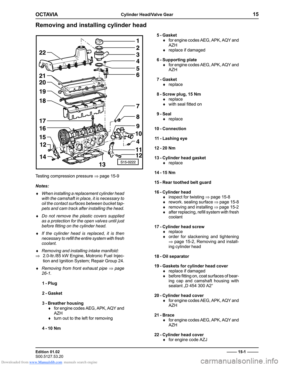 SKODA OCTAVIA 2000 1.G / (1U) 2.0 85kw Engine Repair Manual Downloaded from www.Manualslib.com manuals search engine ���������������������������������
������������� 
�����������������������������

�� �������������
����������������������������� �����������
��