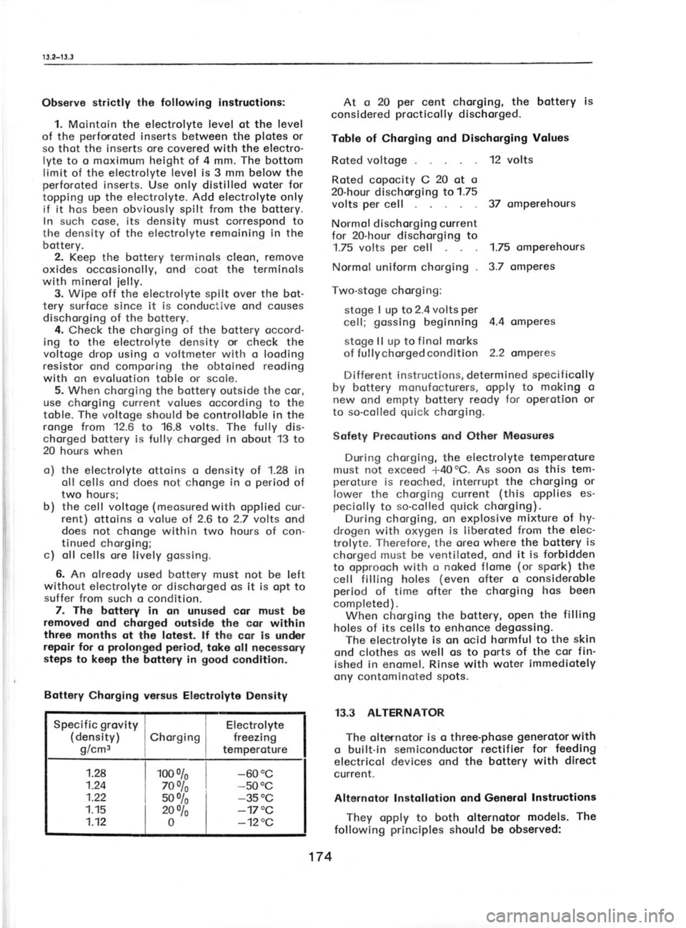 SKODA 120LE 1980 Workshop Manual r3.2-t 3.3
tuJ
t(A 4r
3t 2t
,tl
(
Per
lp
5
4
3
2, I
Ah re€
l
i
i
ii Observe
strictly the following instructions:
1. Mointoin the electrolyte level ot the level
of the perforoted
inserts betw SKODA 120LE 1980 Workshop Manual r3.2-t 3.3
tuJ
t(A 4r
3t 2t
,tl
(
Per
lp
5
4
3
2, I
Ah re€
l
i
i
ii Observe
strictly the following instructions:
1. Mointoin the electrolyte level ot the level
of the perforoted
inserts betw