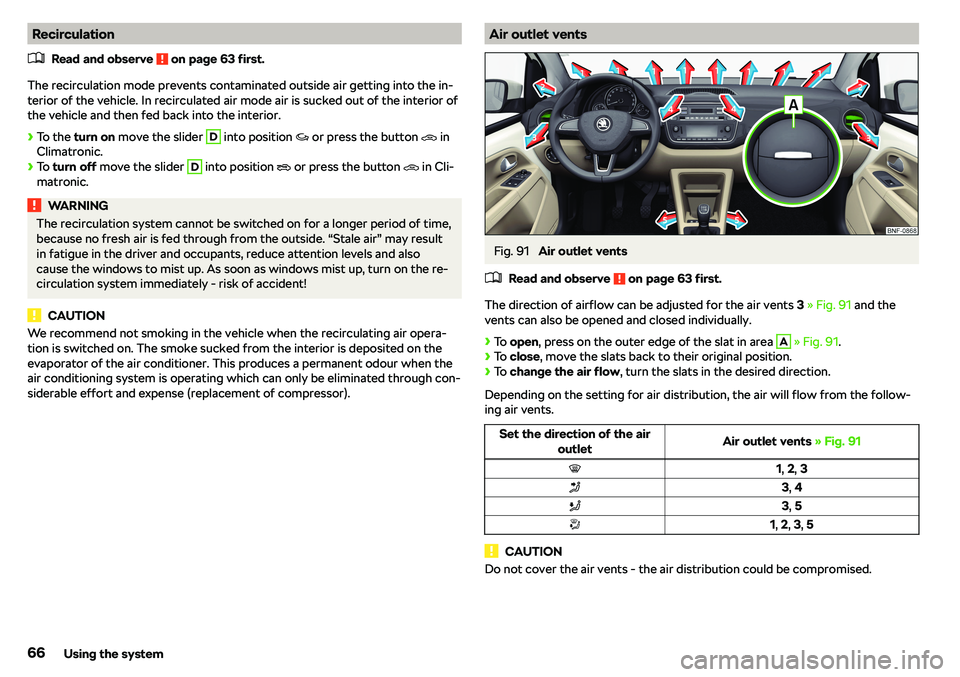 SKODA CITIGO 2018 Repair Manual Recirculation�