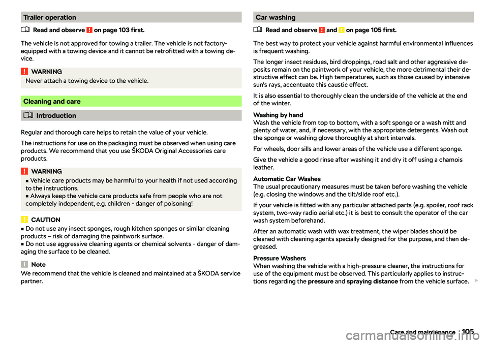 SKODA CITIGO 2019  Owners Manual Trailer operation�