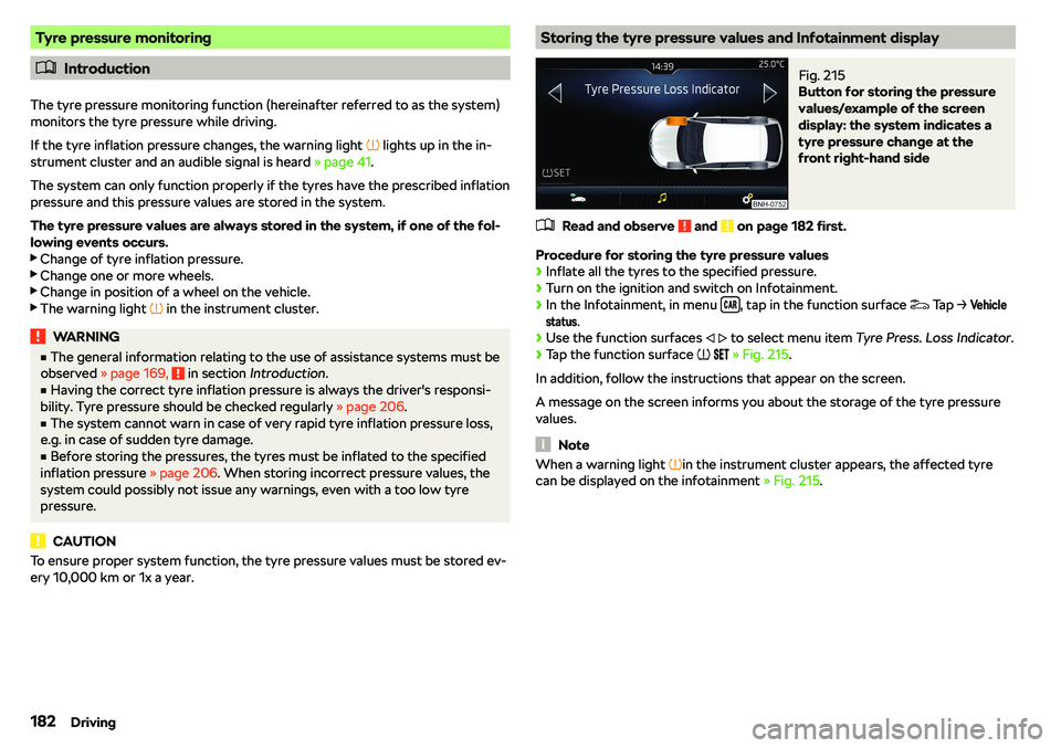 SKODA RAPID SPACEBACK 2018  Owners Manual Tyre pressure monitoring
�