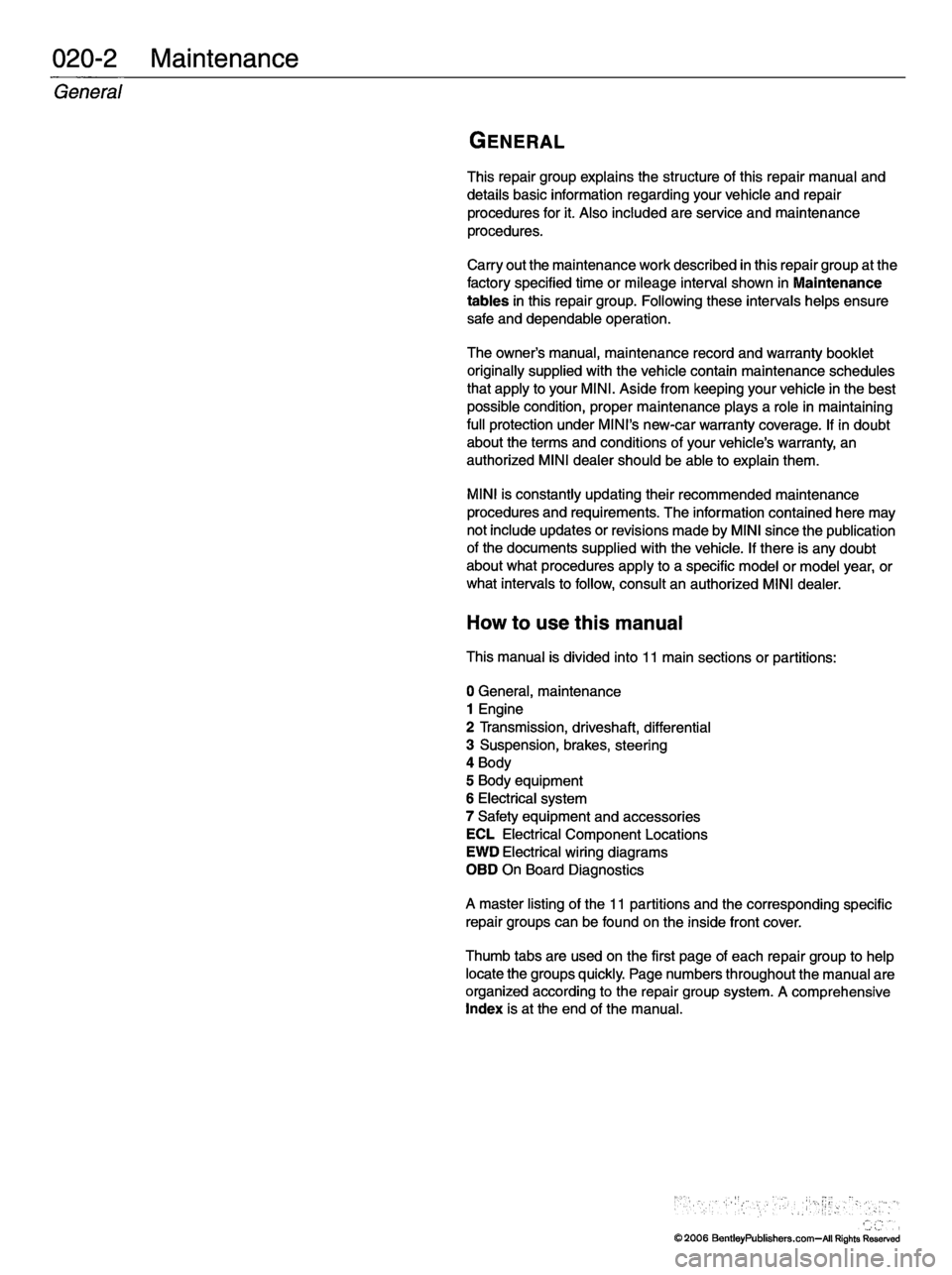 MINI COOPER 2002  Service Owners Manual 