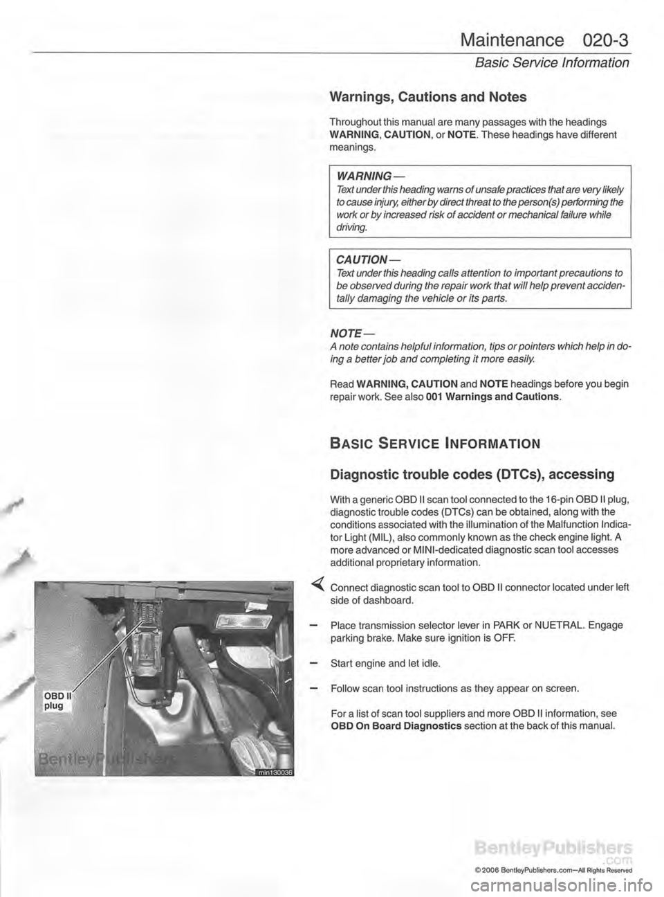 MINI COOPER 2002  Service Owners Manual 