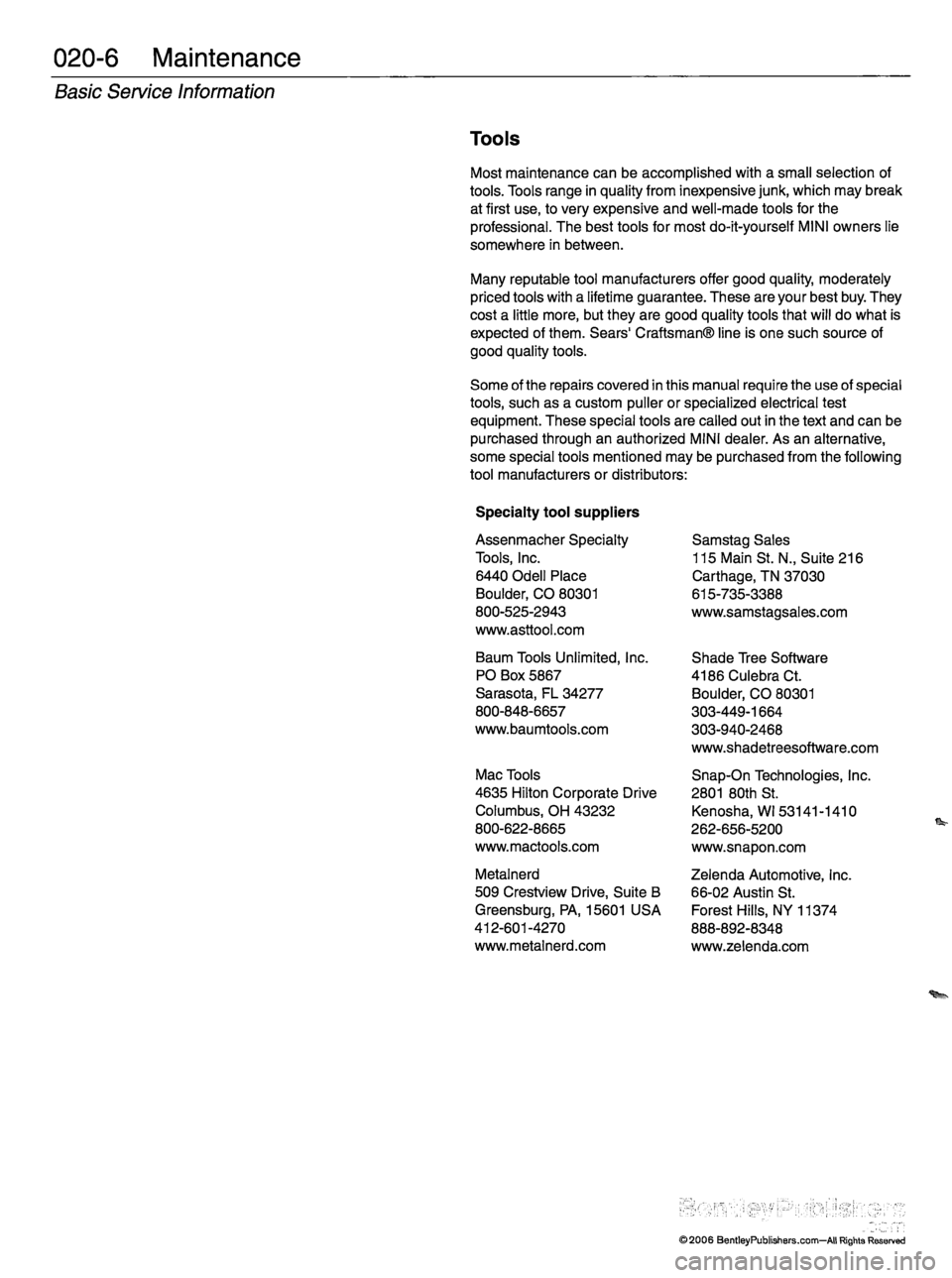 MINI COOPER 2002  Service Owners Manual 