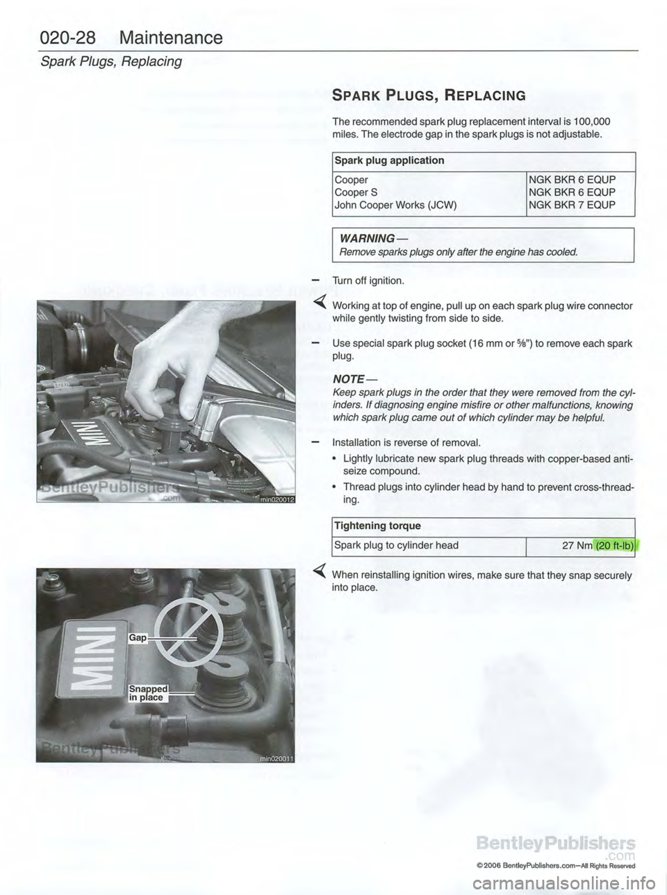 MINI COOPER 2002  Service Workshop Manual 