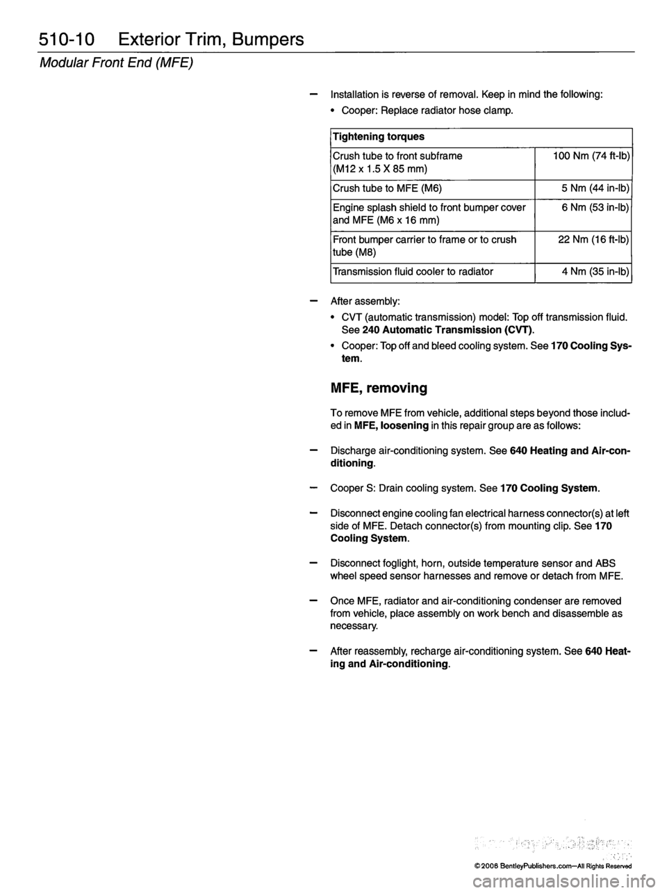 MINI COOPER 2002 Service Repair Manual MINI COOPER 2002 Service Repair Manual