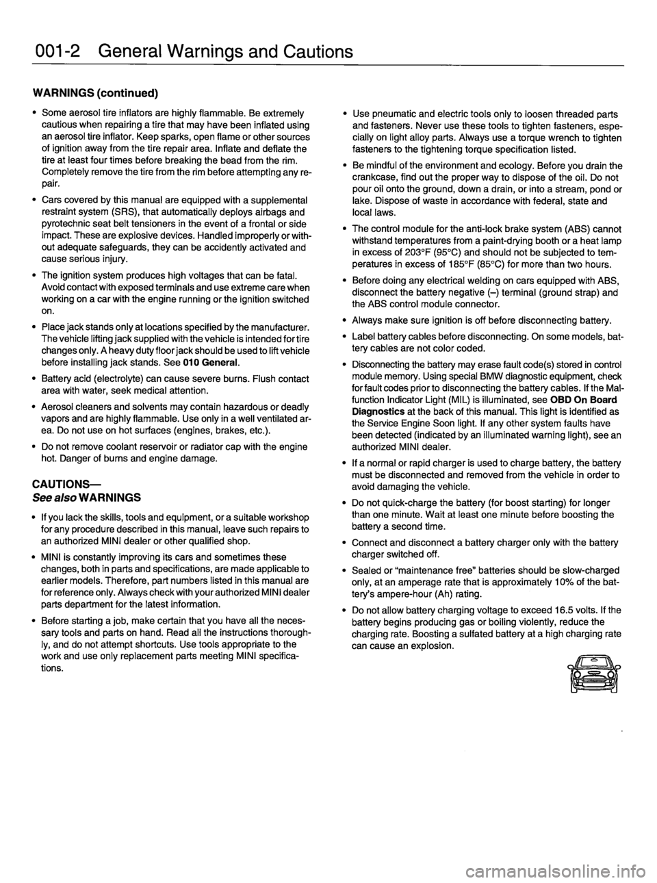 MINI COOPER 2002  Service Repair Manual 