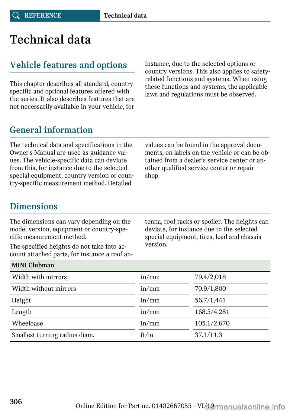 MINI CLUBMAN 2020  Owners Manual �m�