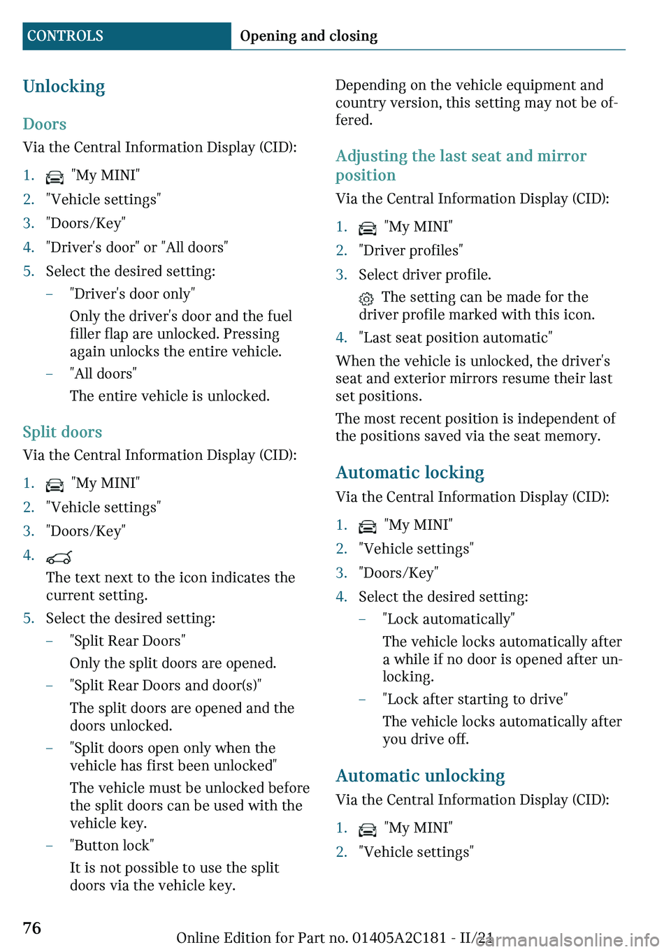 MINI CLUBMAN 2022 Manual PDF �r�n�