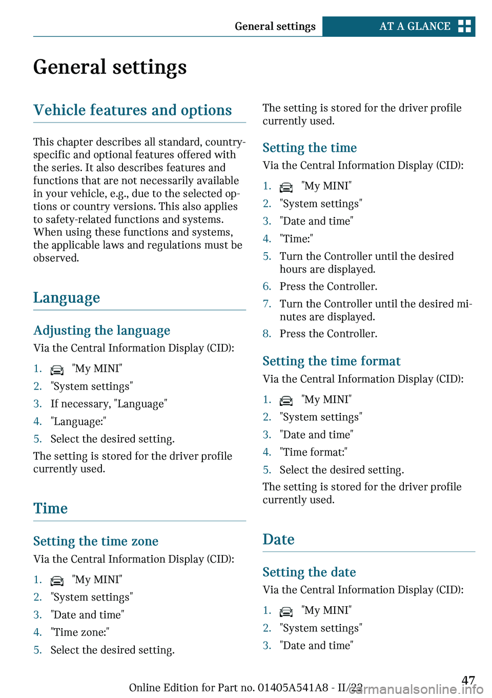 MINI CLUBMAN 2023 Service Manual �G�