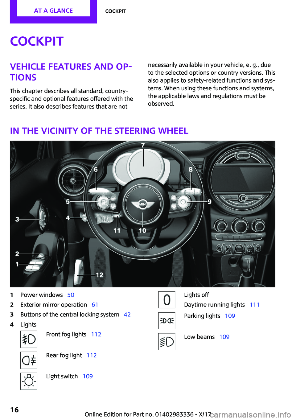 MINI COOPER 2018 User Guide �C�o�c�k�p�i�t�V�e�h�i�c�l�e��f�e�a�t�u�r�e�s��a�n�d��o�p