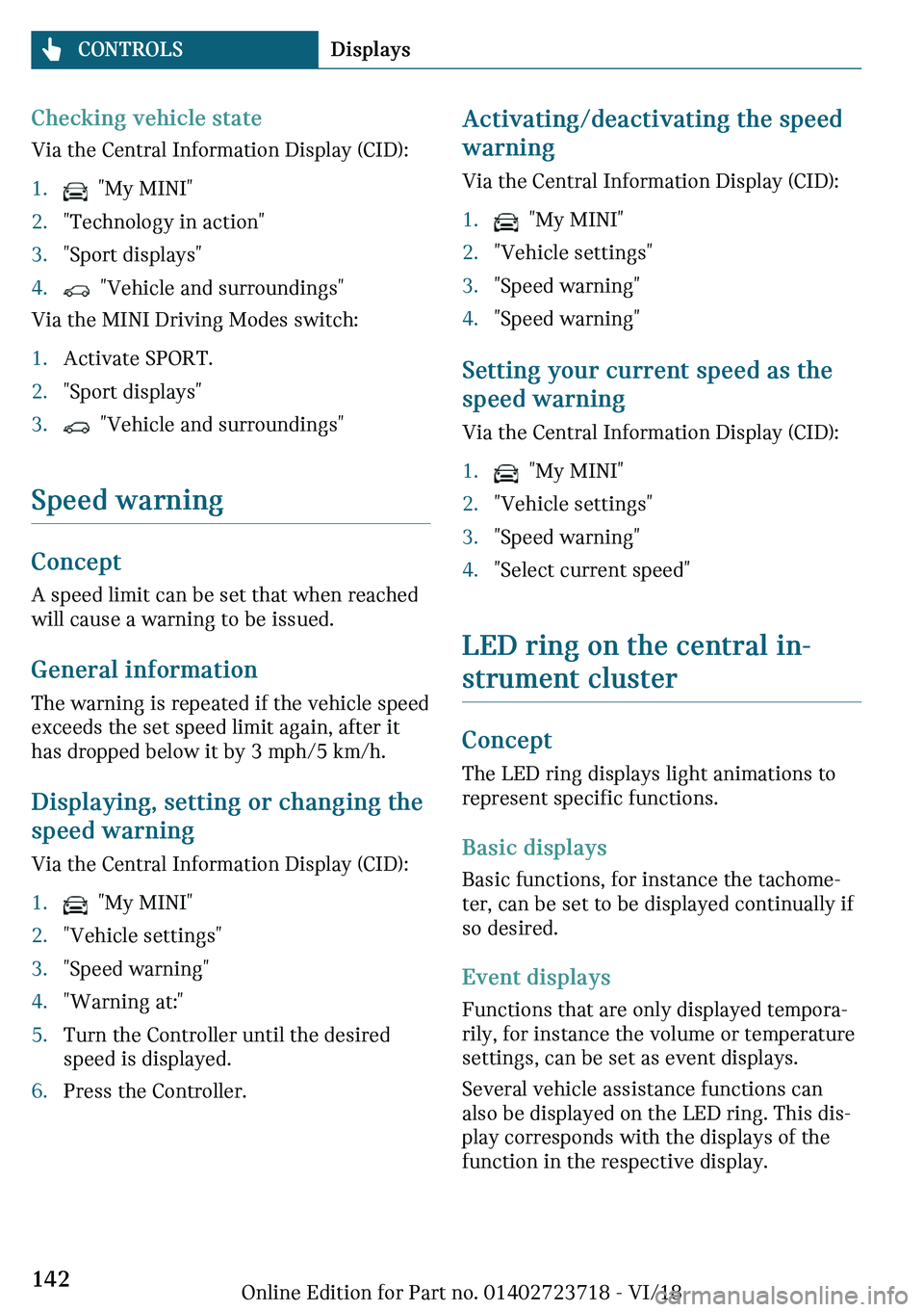 MINI COOPER 2019  Owners Manual �C�