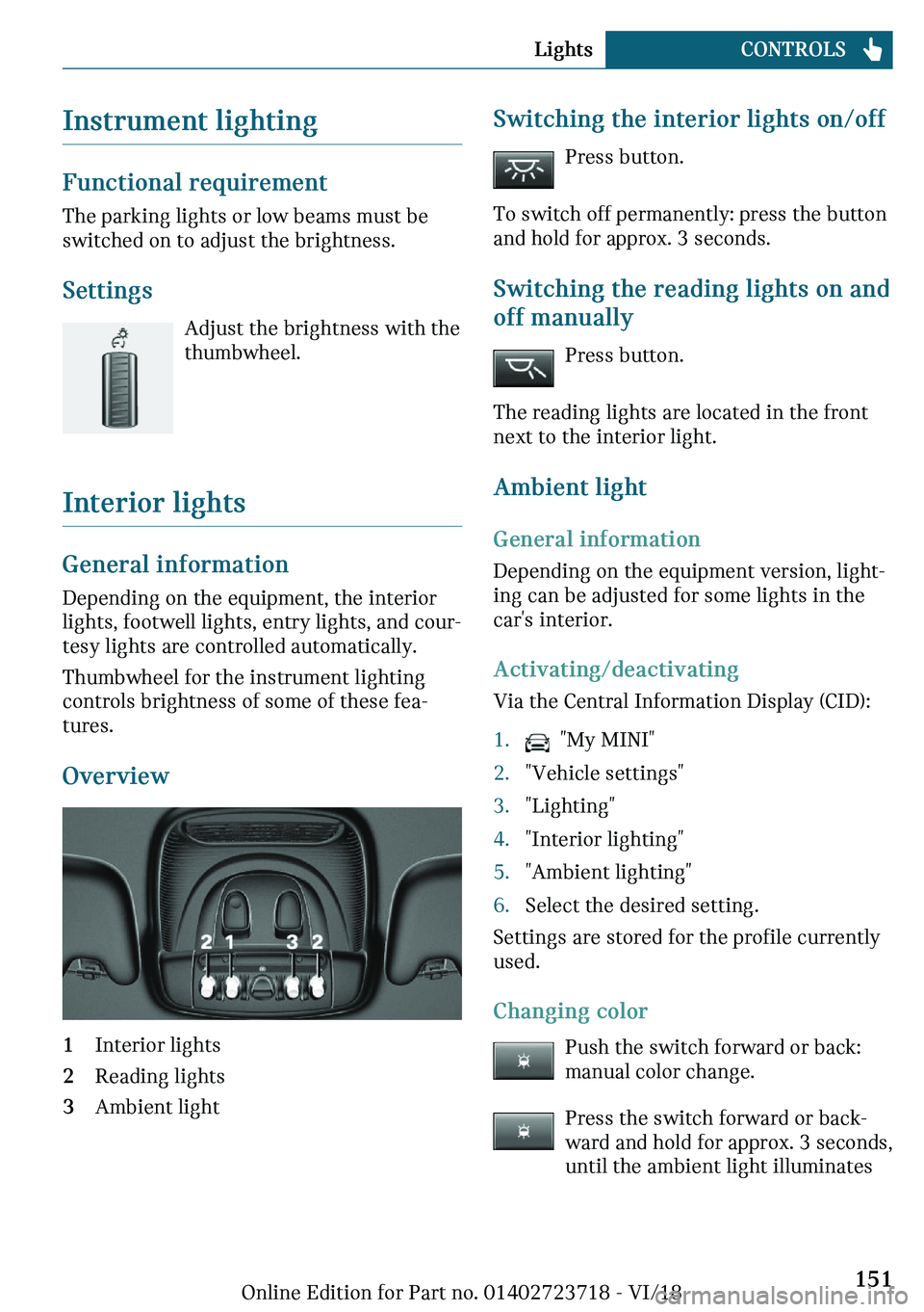 MINI COOPER 2019  Owners Manual �-�n�