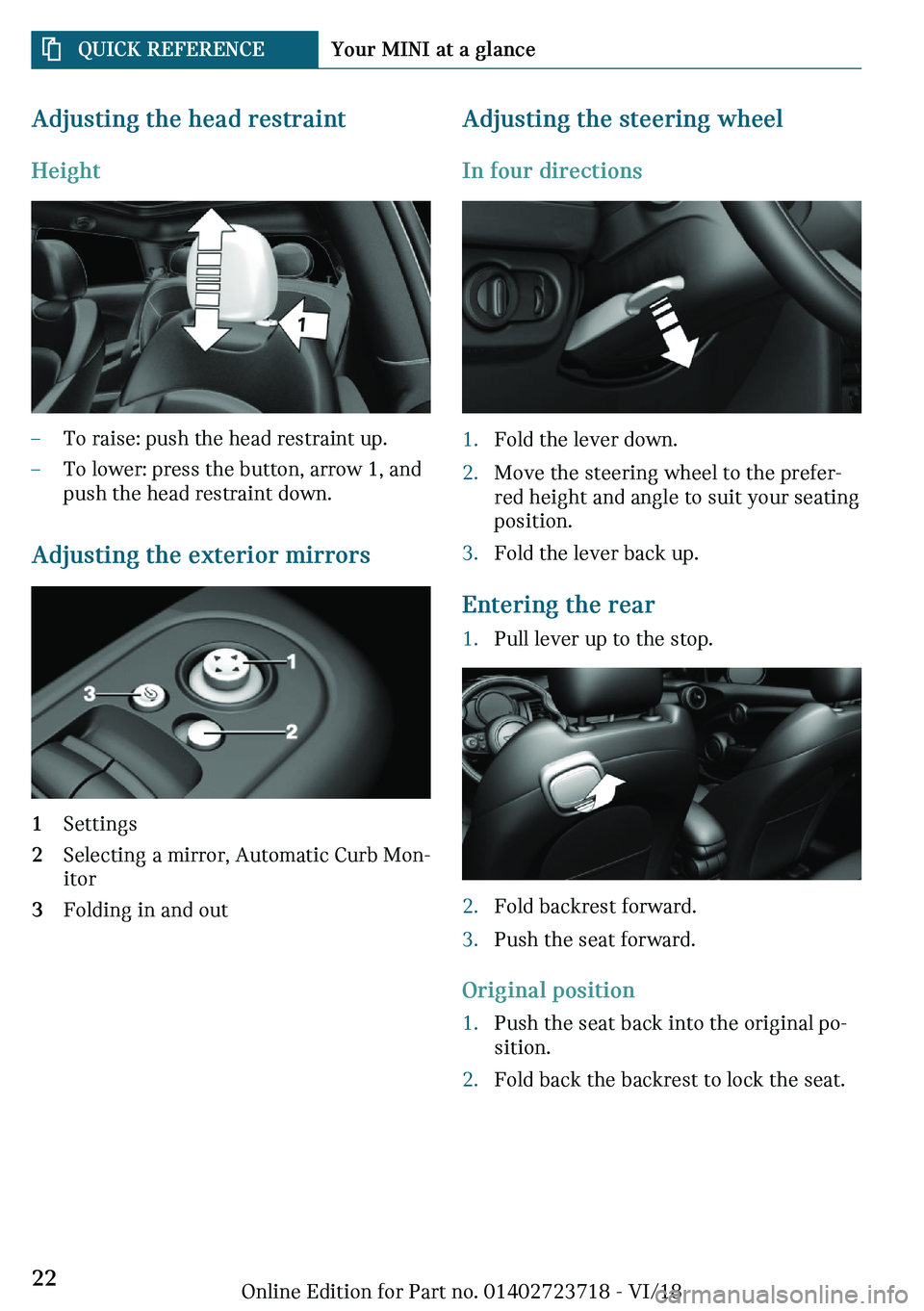 MINI COOPER 2019 Owners Manual ��