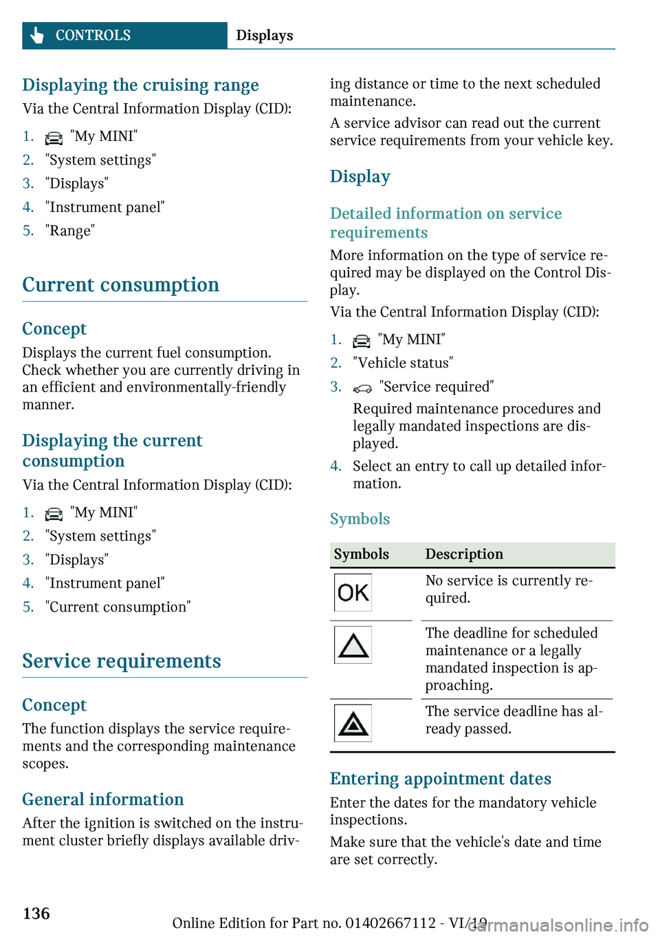 MINI COOPER 2020  Owners Manual ��