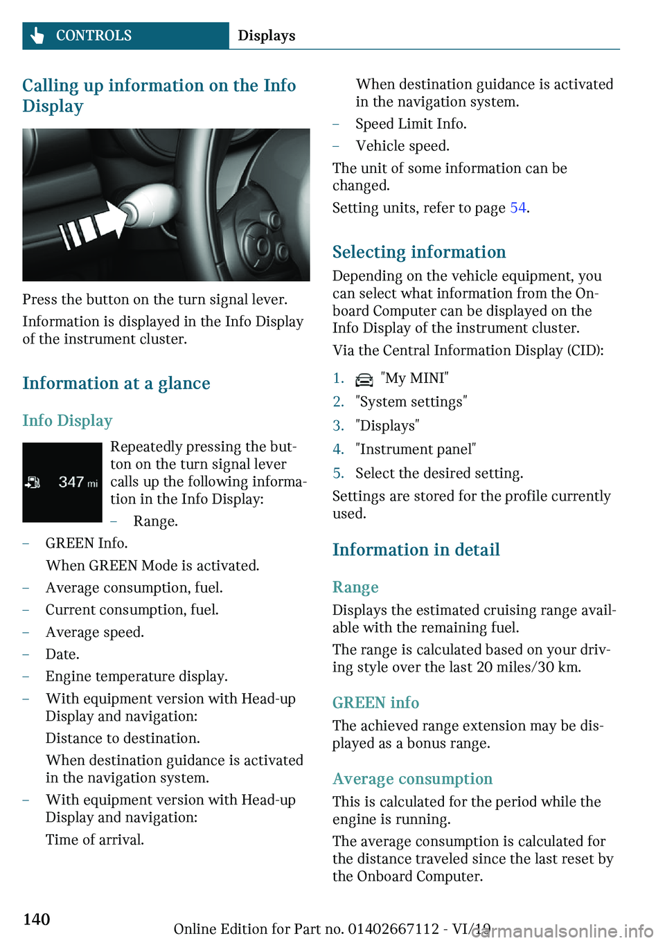 MINI COOPER 2020  Owners Manual �C�