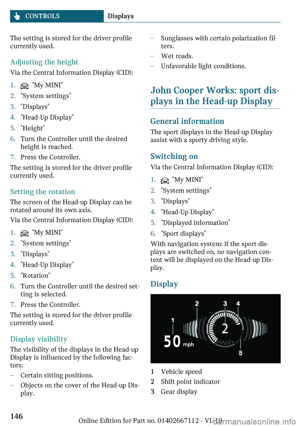 MINI COOPER 2020  Owners Manual �m�
