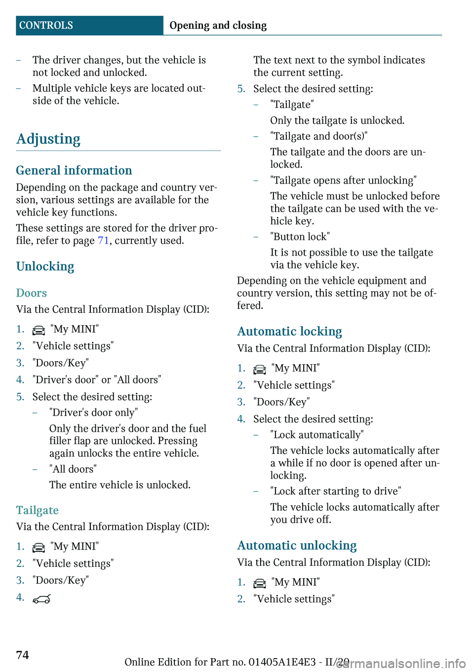 MINI COOPER 2021 Manual PDF 