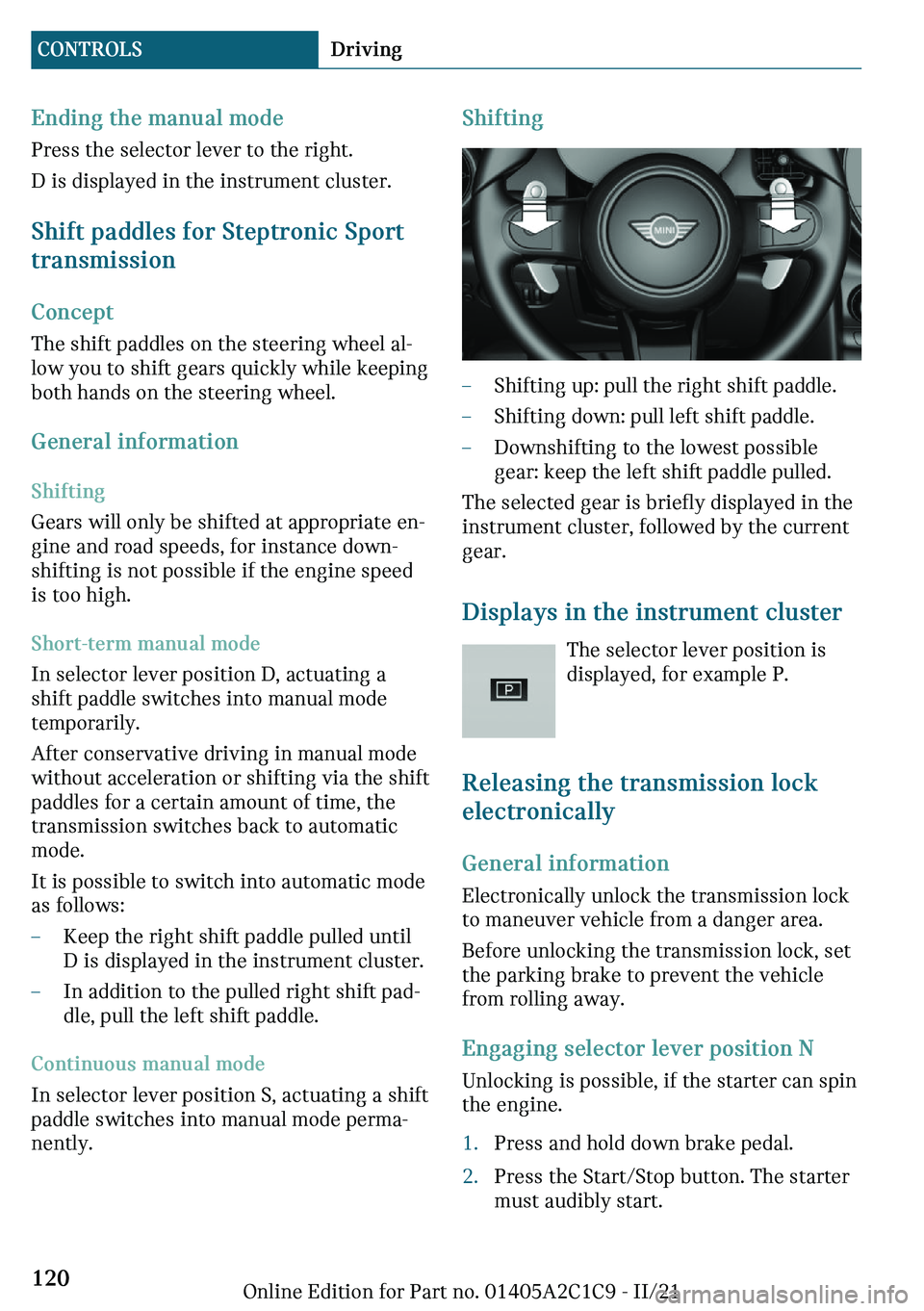 MINI COOPER 2022  Owners Manual ��n�