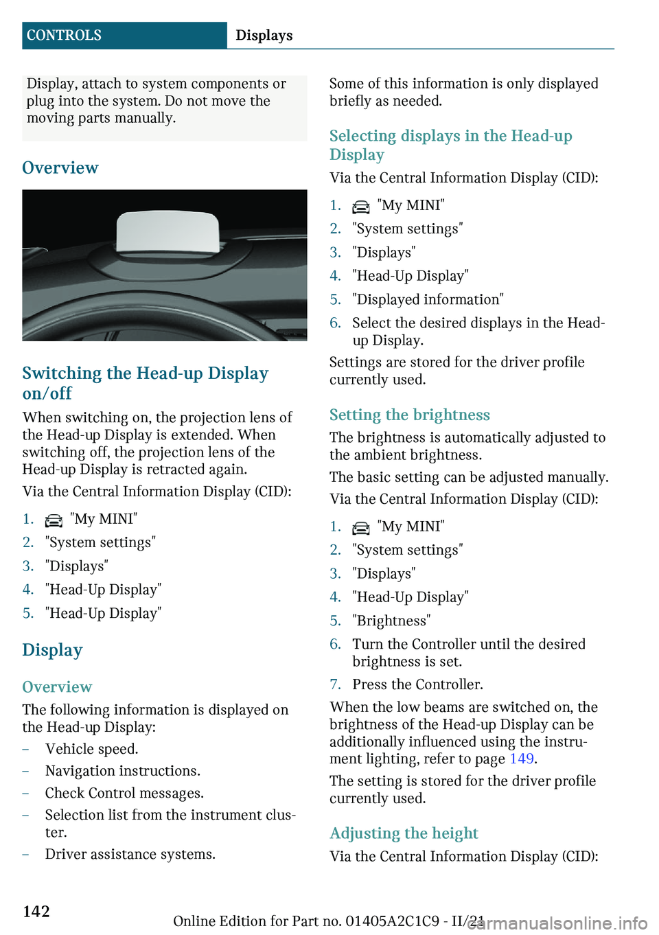 MINI COOPER 2022  Owners Manual ��