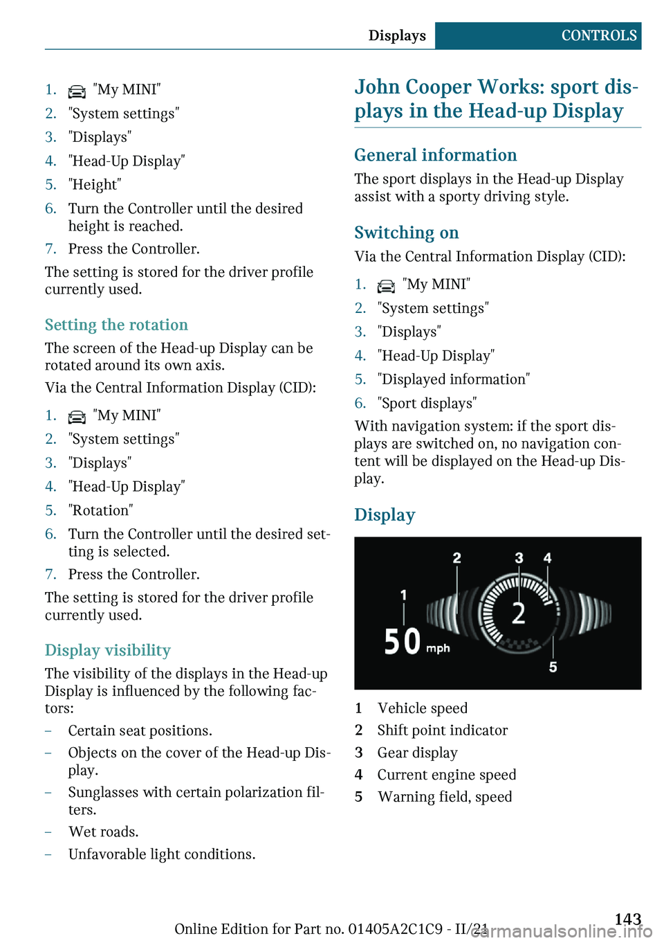 MINI COOPER 2022  Owners Manual c��
