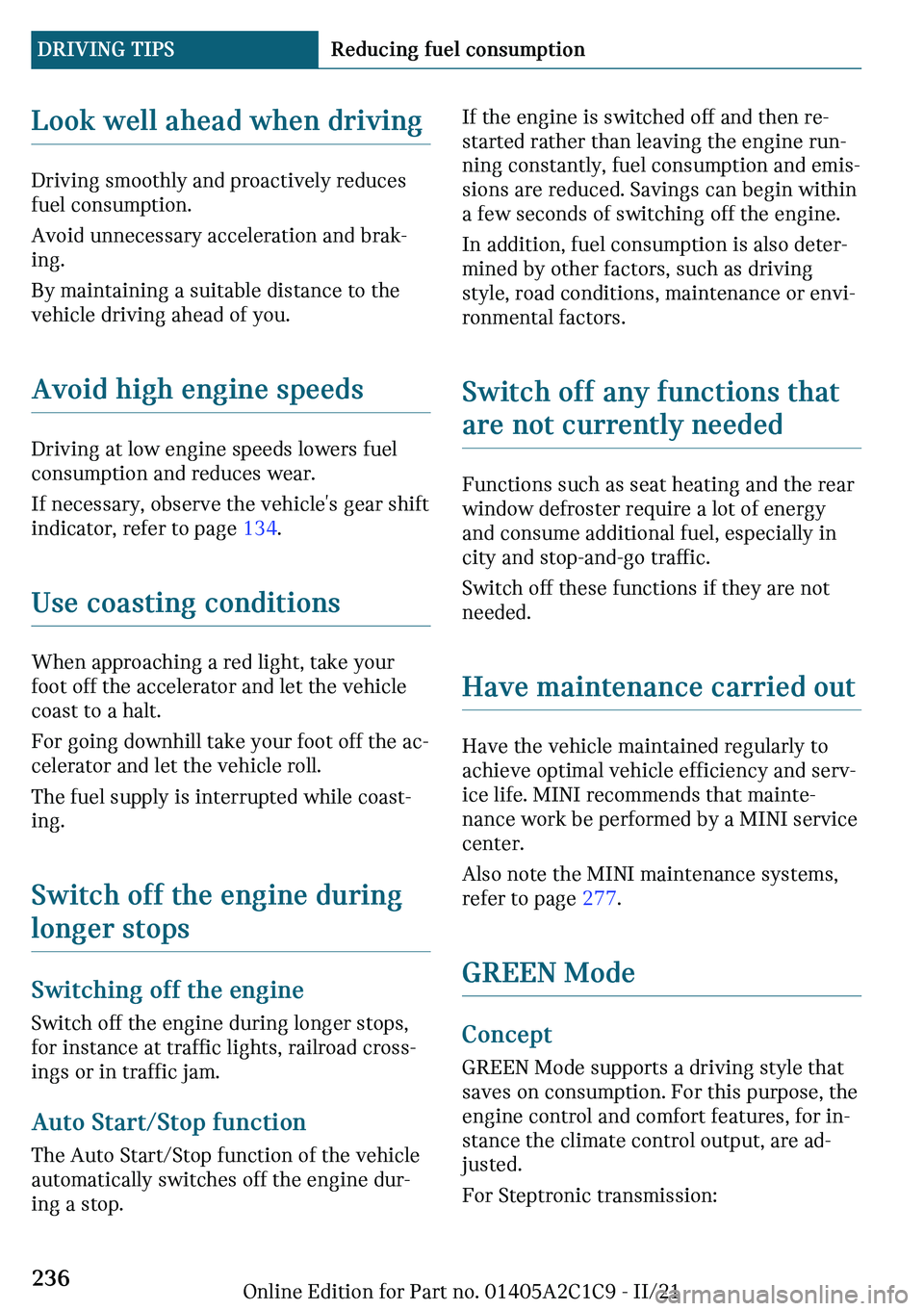 MINI COOPER 2022  Owners Manual �A�