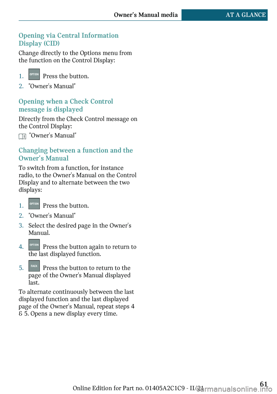 MINI COOPER 2022 Repair Manual �O�