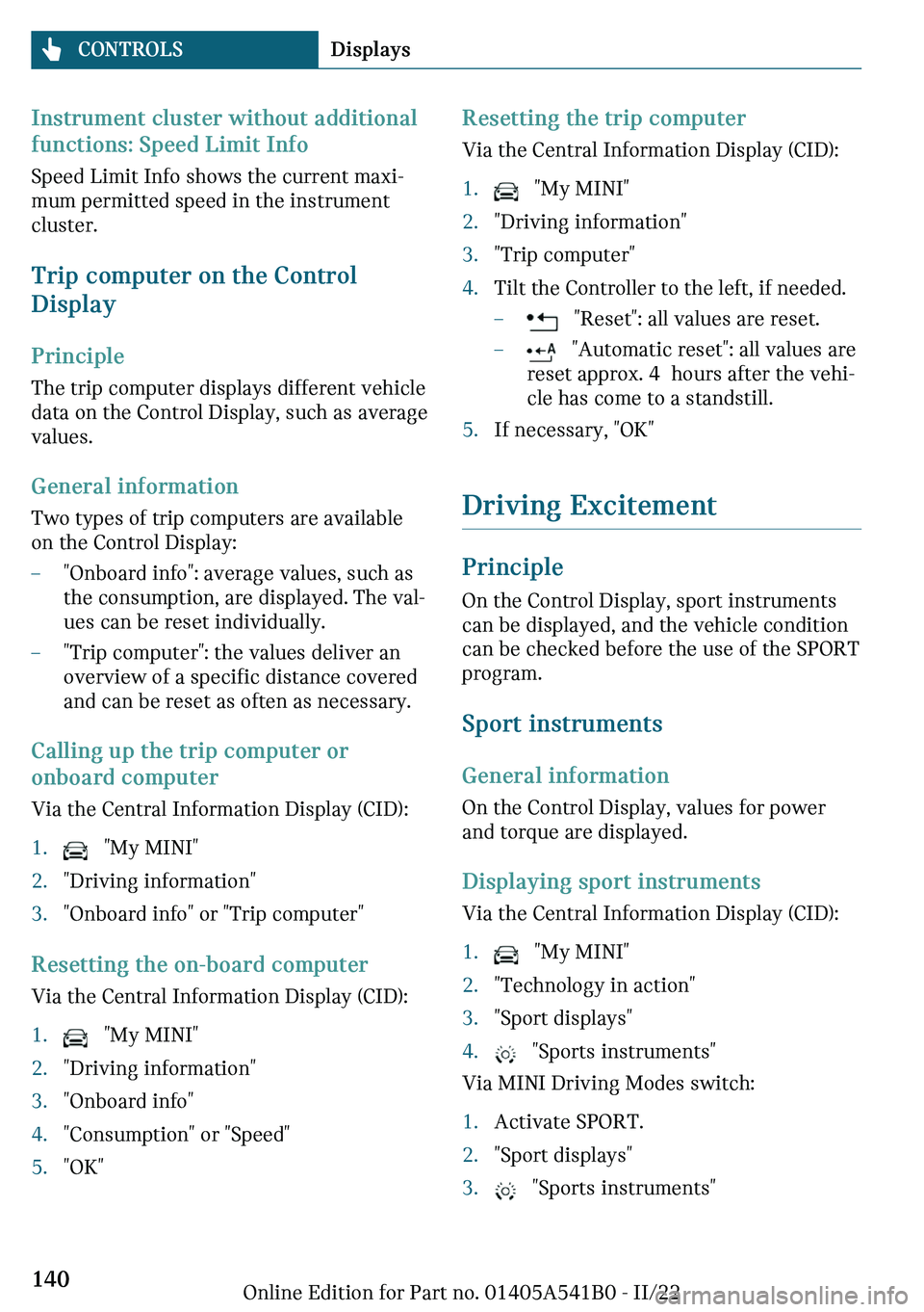 MINI COOPER 2023  Owners Manual �-�n�