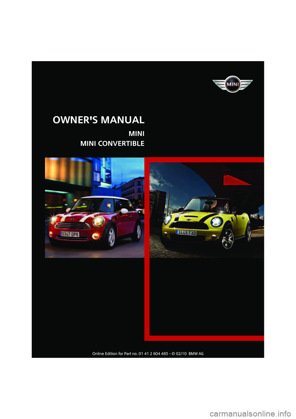 MINI COOPER CONVERTIBLE 2010  Owners Manual 