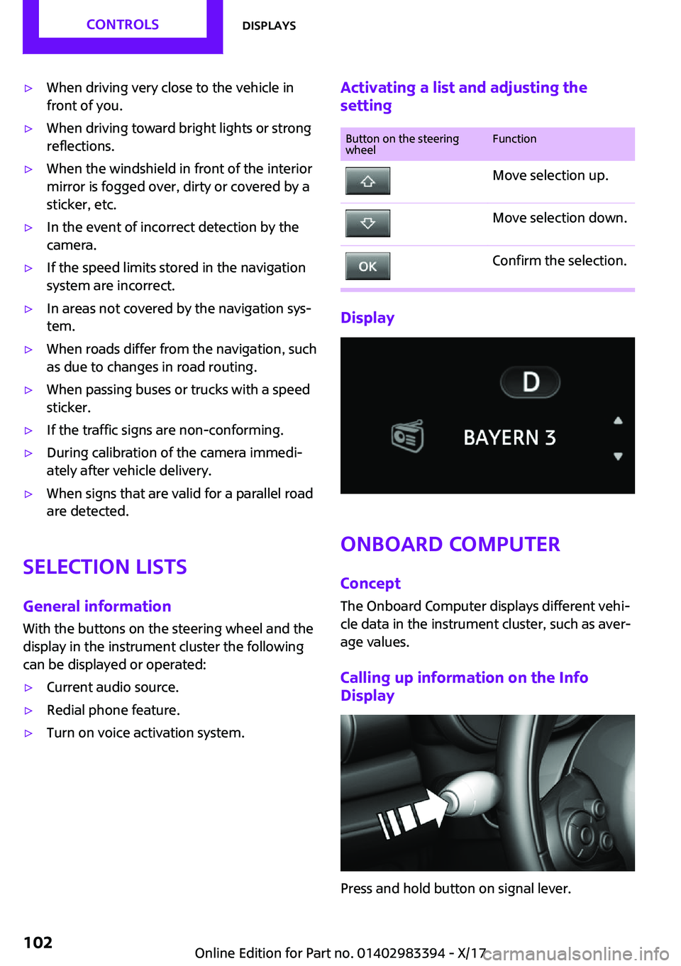 MINI COOPER CONVERTIBLE 2018  Owners Manual '