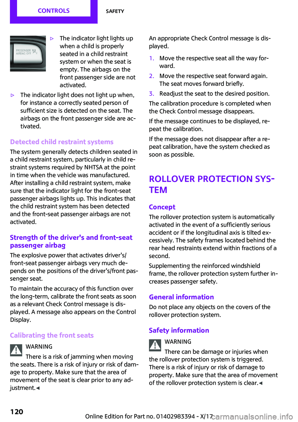 MINI COOPER CONVERTIBLE 2018  Owners Manual '