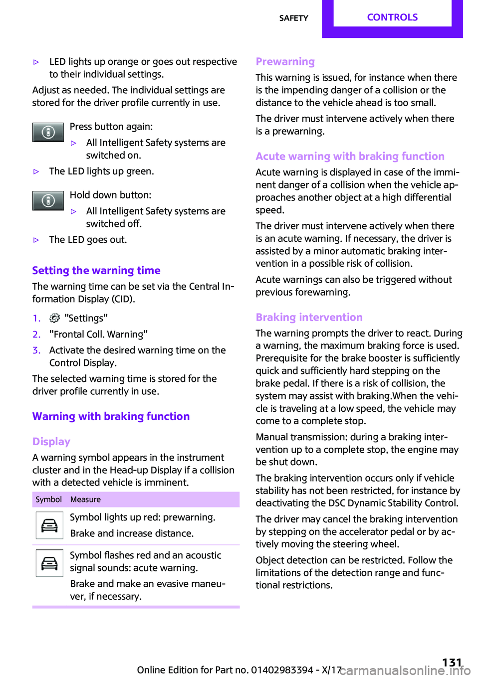 MINI COOPER CONVERTIBLE 2018  Owners Manual '