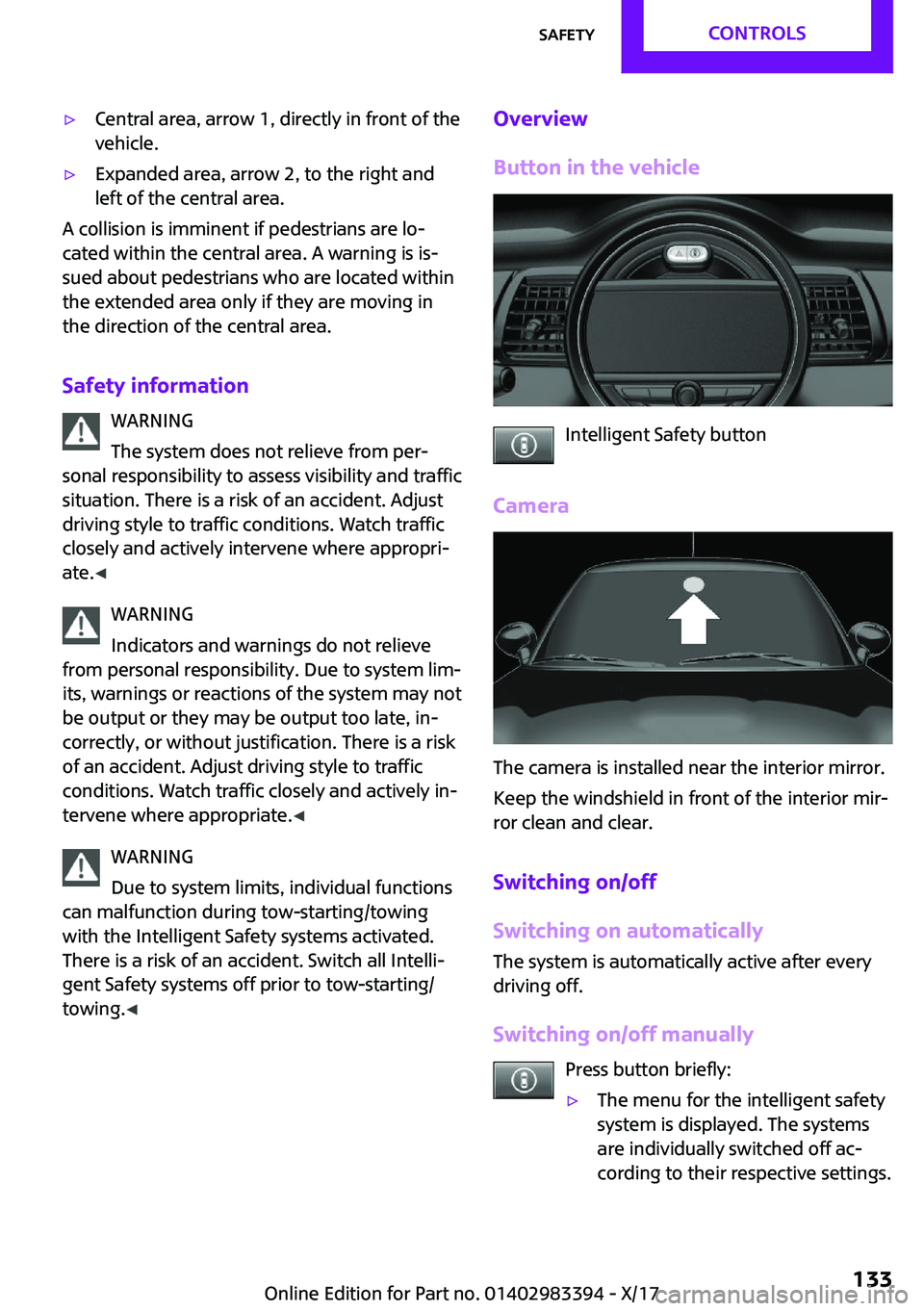 MINI COOPER CONVERTIBLE 2018  Owners Manual '