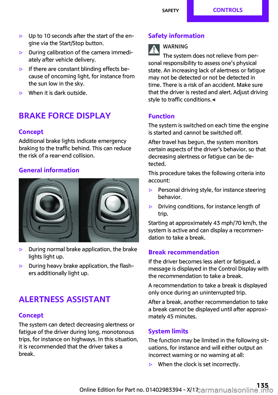 MINI COOPER CONVERTIBLE 2018  Owners Manual '