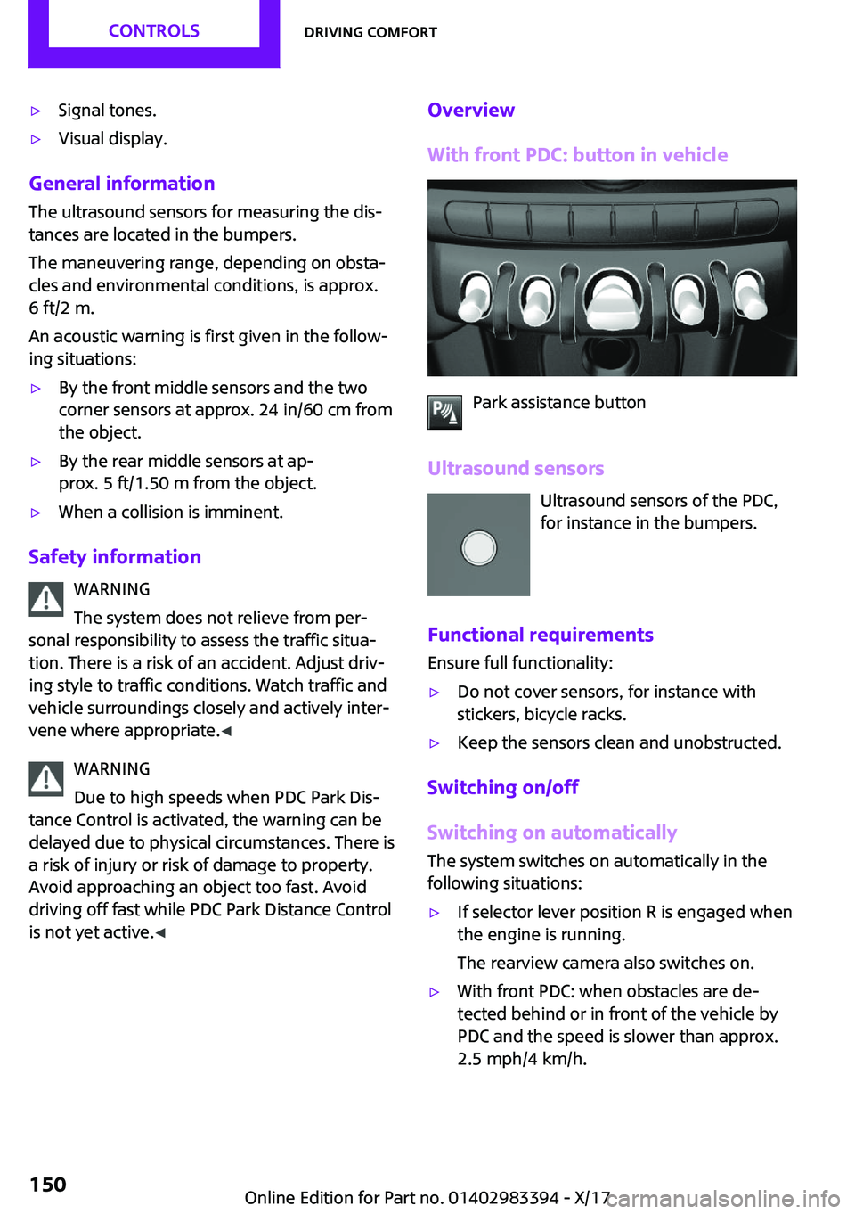 MINI COOPER CONVERTIBLE 2018  Owners Manual '