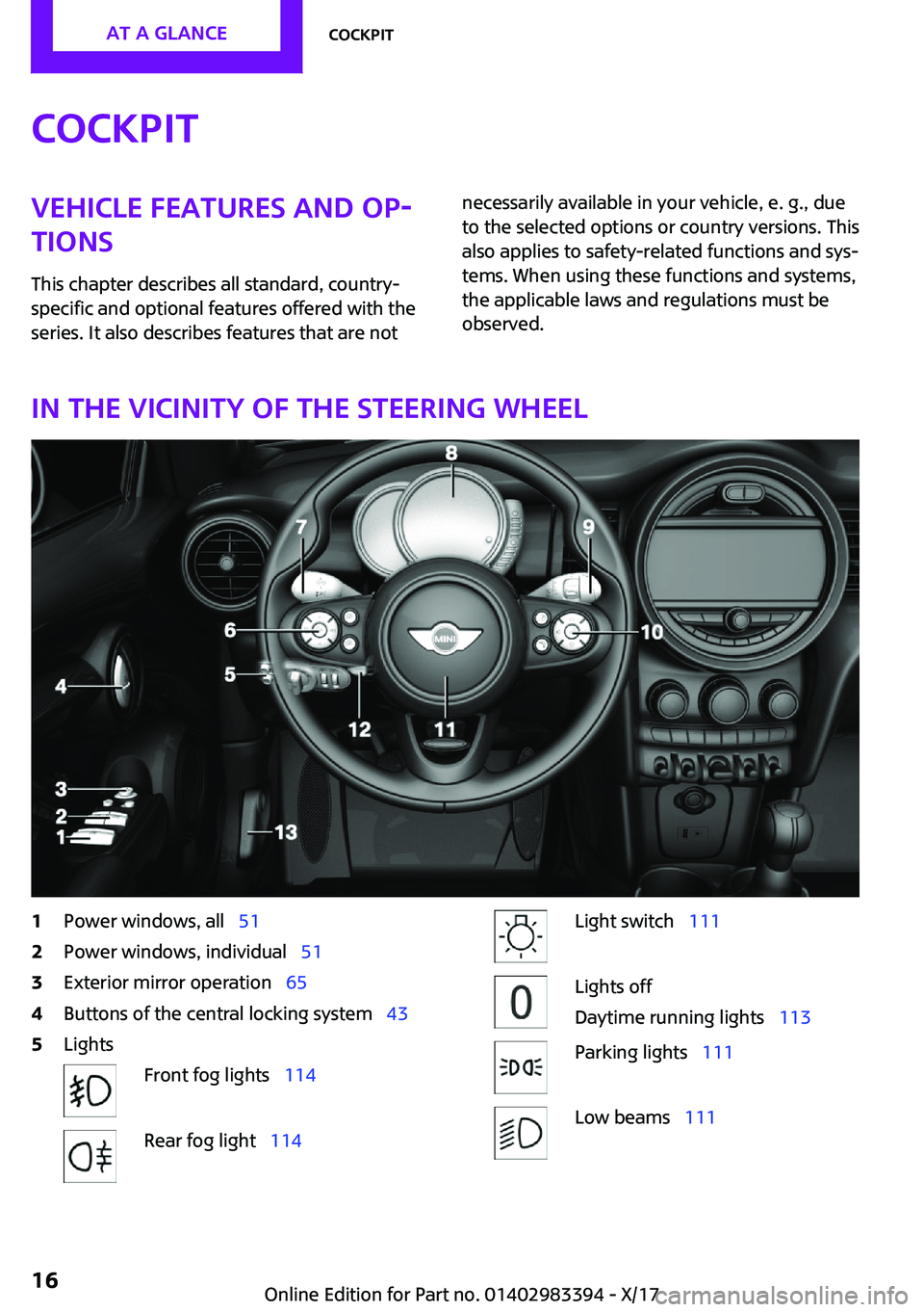 MINI COOPER CONVERTIBLE 2018 User Guide �C�o�c�k�p�i�t�V�e�h�i�c�l�e��f�e�a�t�u�r�e�s��a�n�d��o�p
