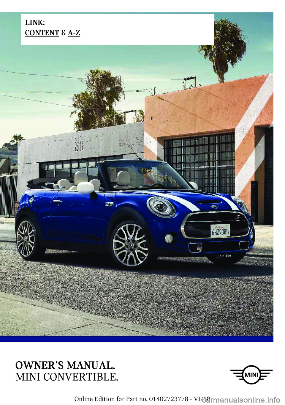 MINI COOPER CONVERTIBLE 2019  Owners Manual �O�W�N��`