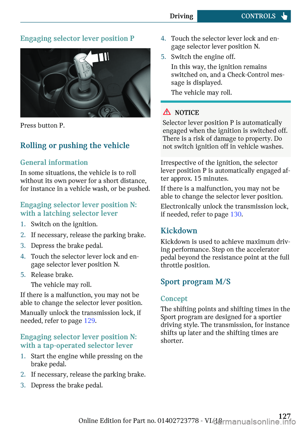 MINI COOPER CONVERTIBLE 2019  Owners Manual ��n�g�