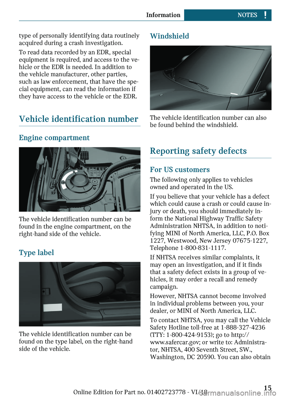 MINI COOPER CONVERTIBLE 2019 User Guide �
