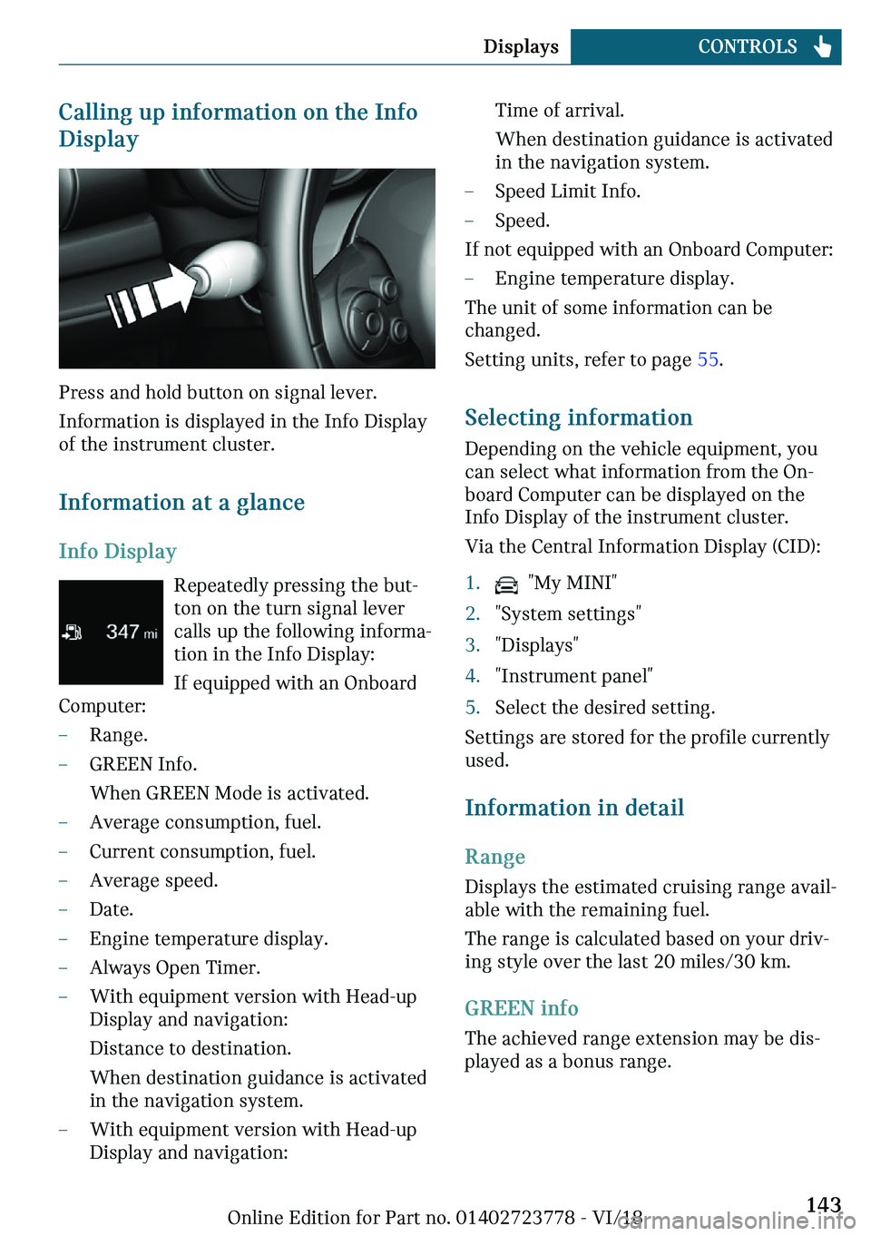 MINI COOPER CONVERTIBLE 2019  Owners Manual �C�