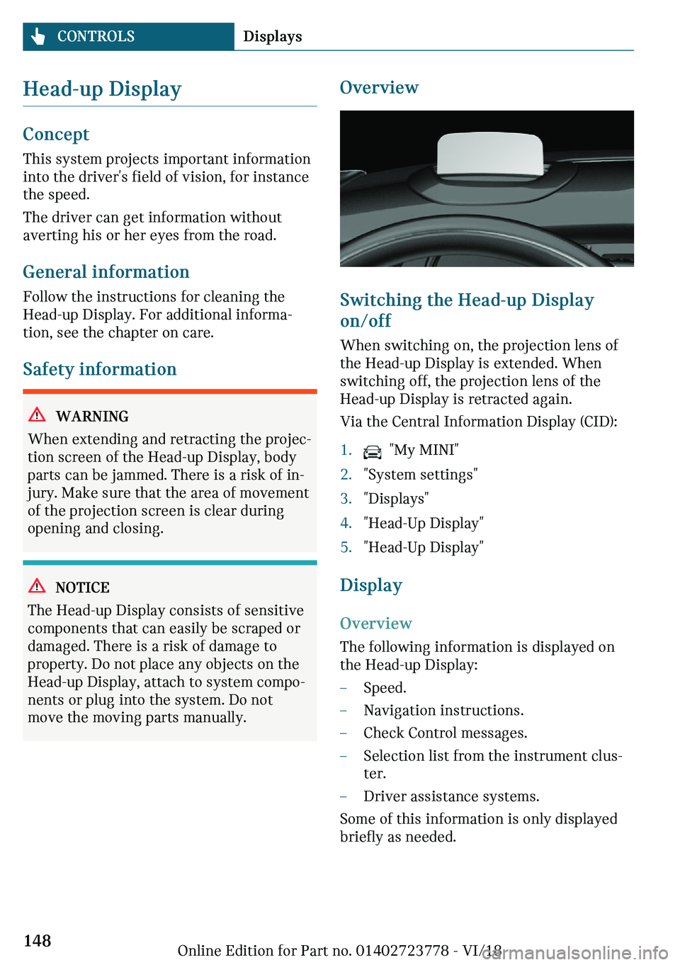 MINI COOPER CONVERTIBLE 2019  Owners Manual �*�