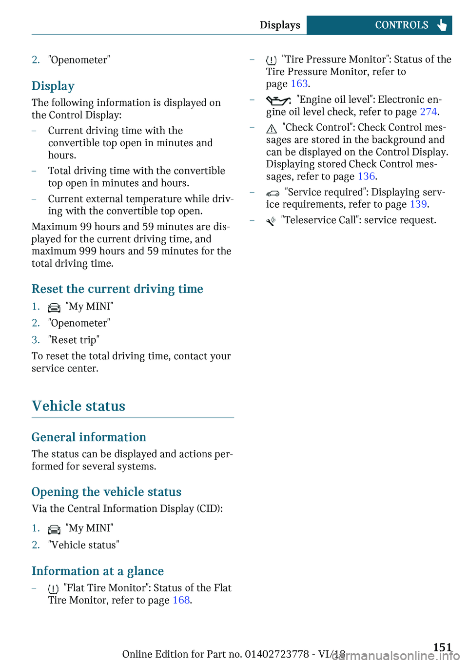 MINI COOPER CONVERTIBLE 2019  Owners Manual c