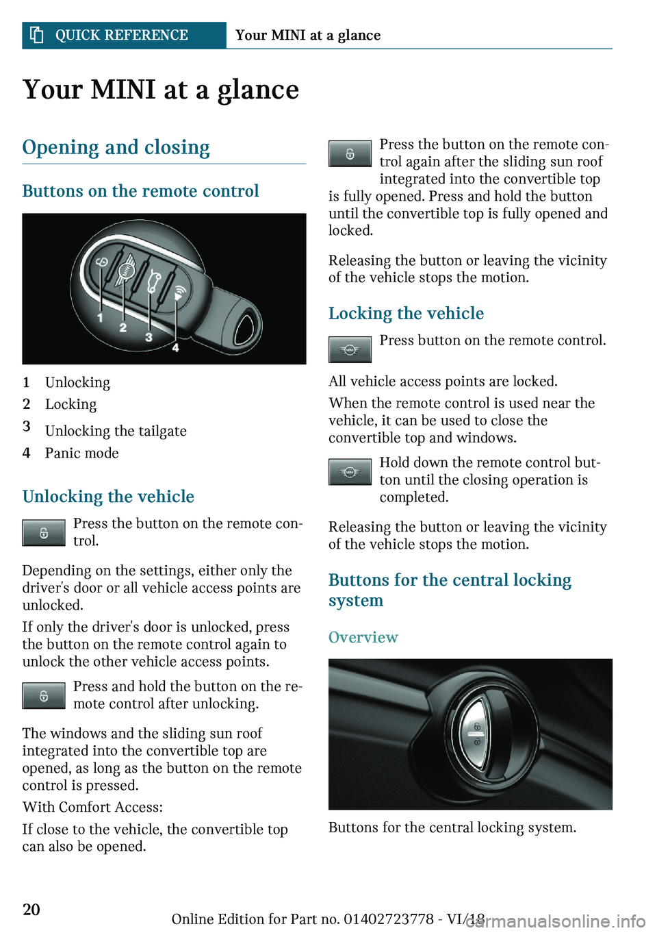MINI COOPER CONVERTIBLE 2019 User Guide �
