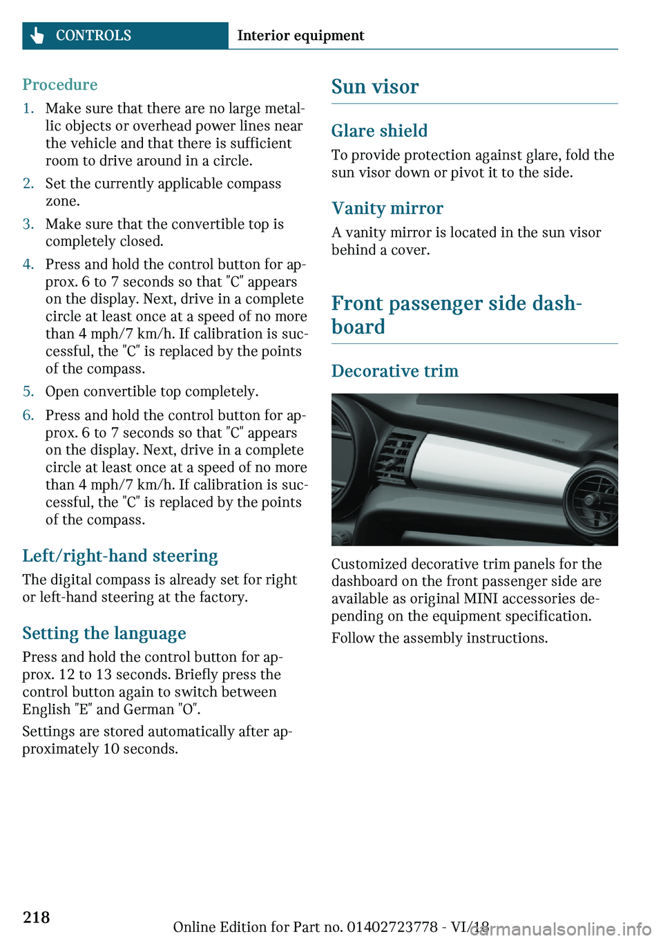 MINI COOPER CONVERTIBLE 2019  Owners Manual �\�r�
